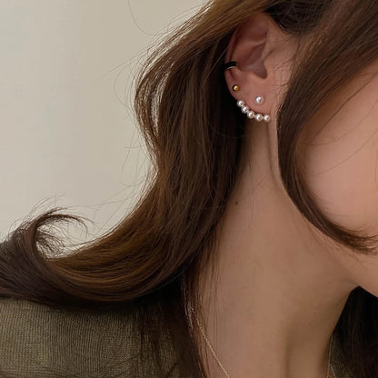 Pearl Crystal Star Stud Earrings