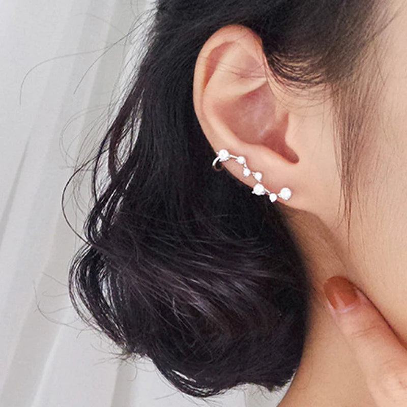 Pearl Crystal Star Stud Earrings