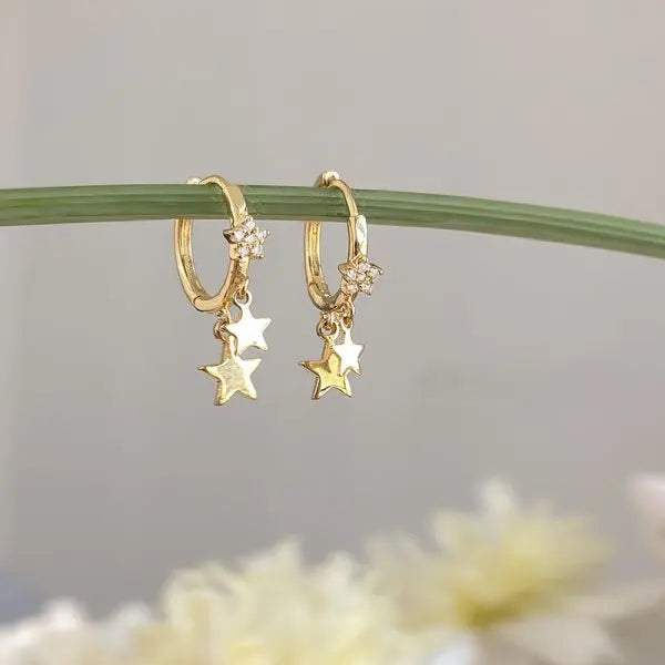 Pearl Crystal Star Stud Earrings