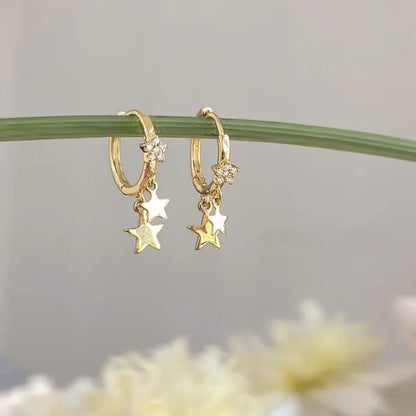 Pearl Crystal Star Stud Earrings