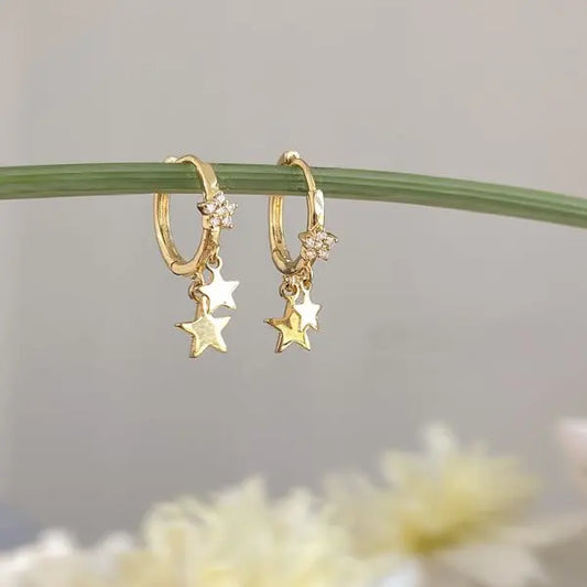 Pearl Crystal Star Stud Earrings