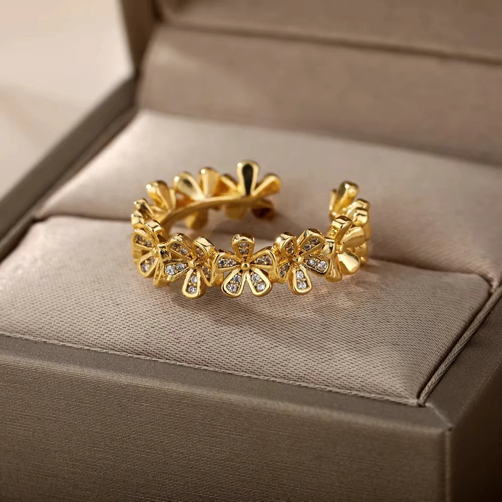 Stainless steel zircon geometric ring