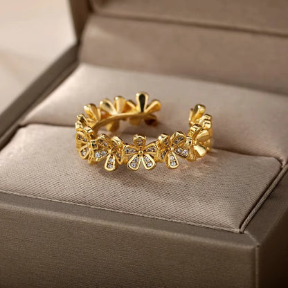 Stainless steel zircon geometric ring