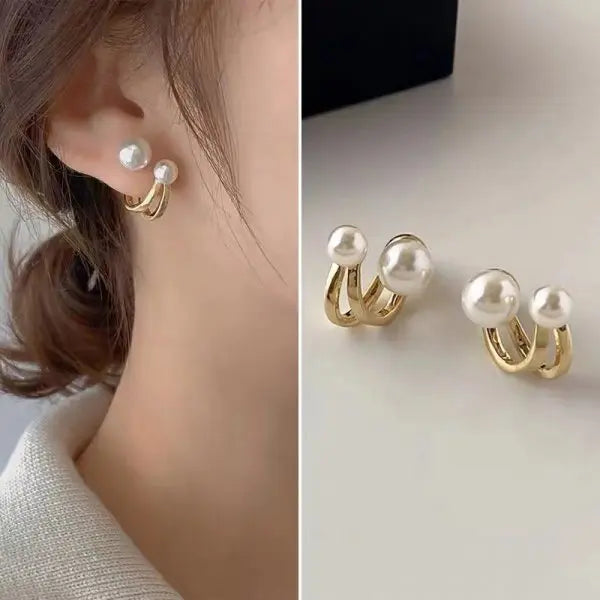 Pearl Crystal Star Stud Earrings