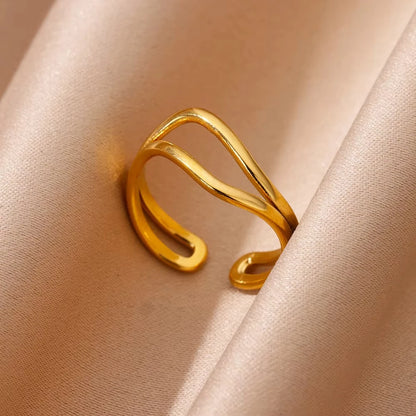 Stainless steel zircon geometric ring