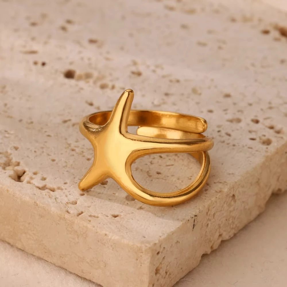 Stainless steel zircon geometric ring