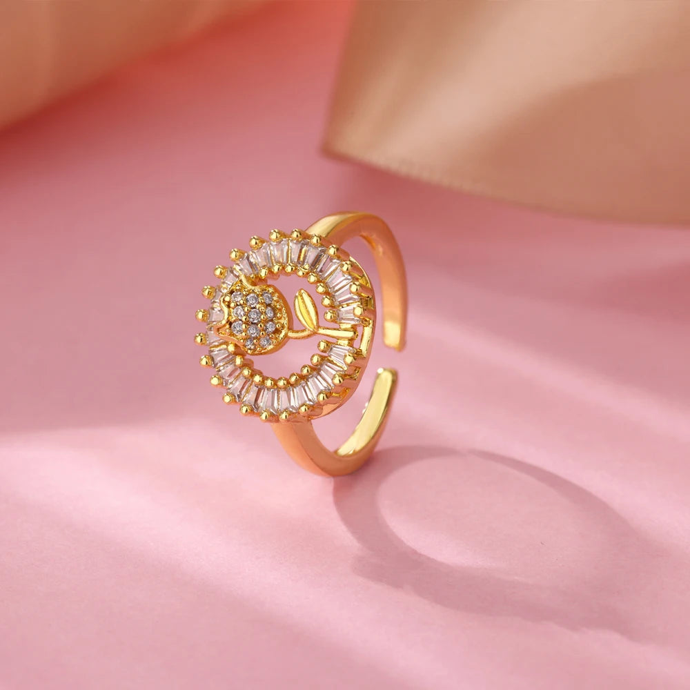 Stainless steel zircon geometric ring