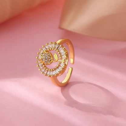 Stainless steel zircon geometric ring