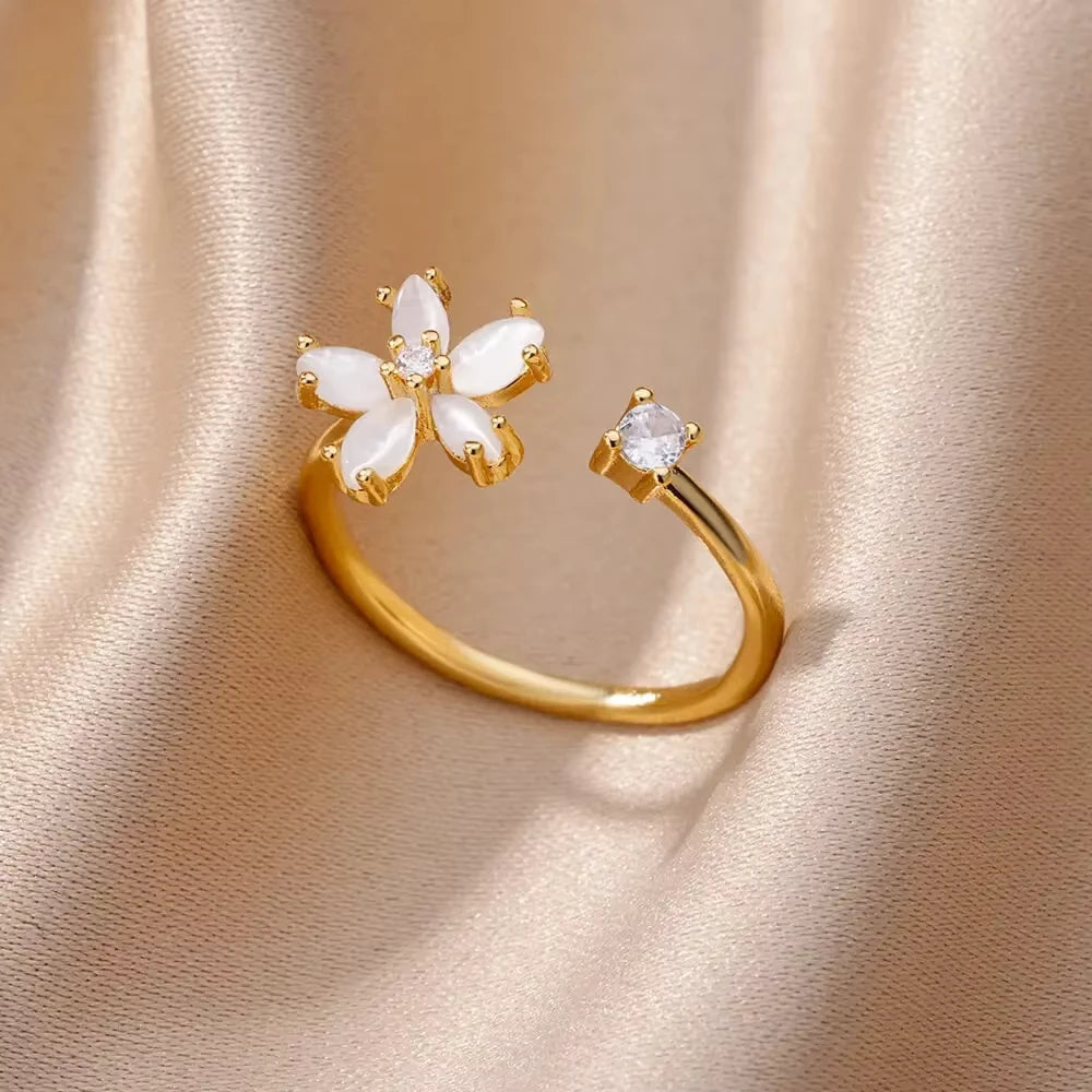 Stainless steel zircon geometric ring
