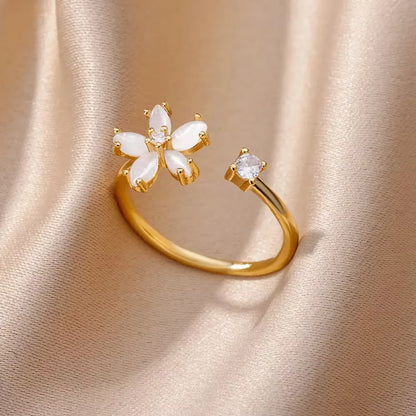 Stainless steel zircon geometric ring