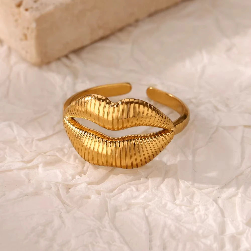 Stainless steel zircon geometric ring