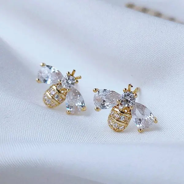 Pearl Crystal Star Stud Earrings