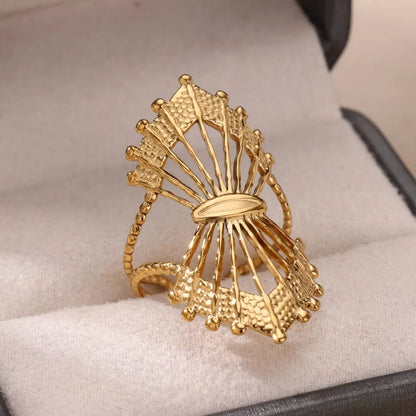 Stainless steel zircon geometric ring