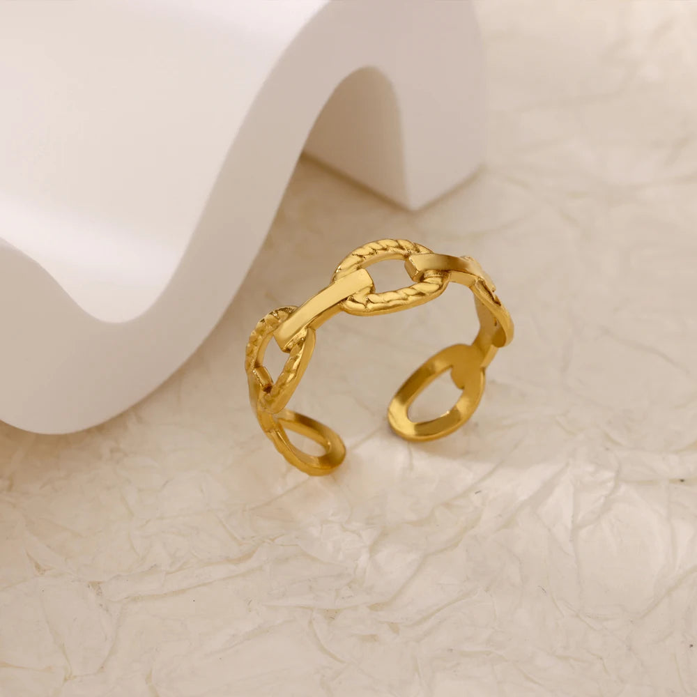 Stainless steel zircon geometric ring