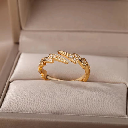 Stainless steel zircon geometric ring