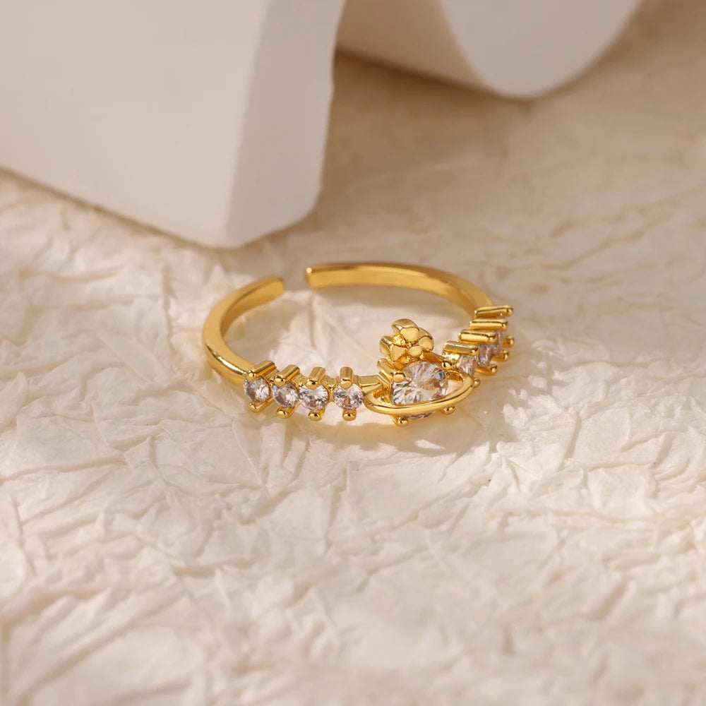Stainless steel zircon geometric ring